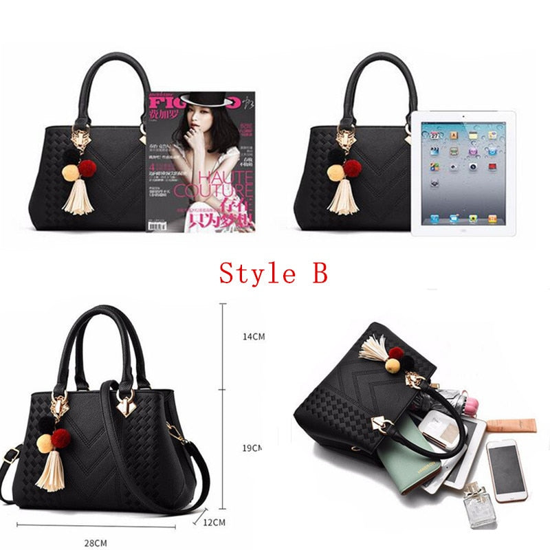 embroidered PU crossbody tote bag