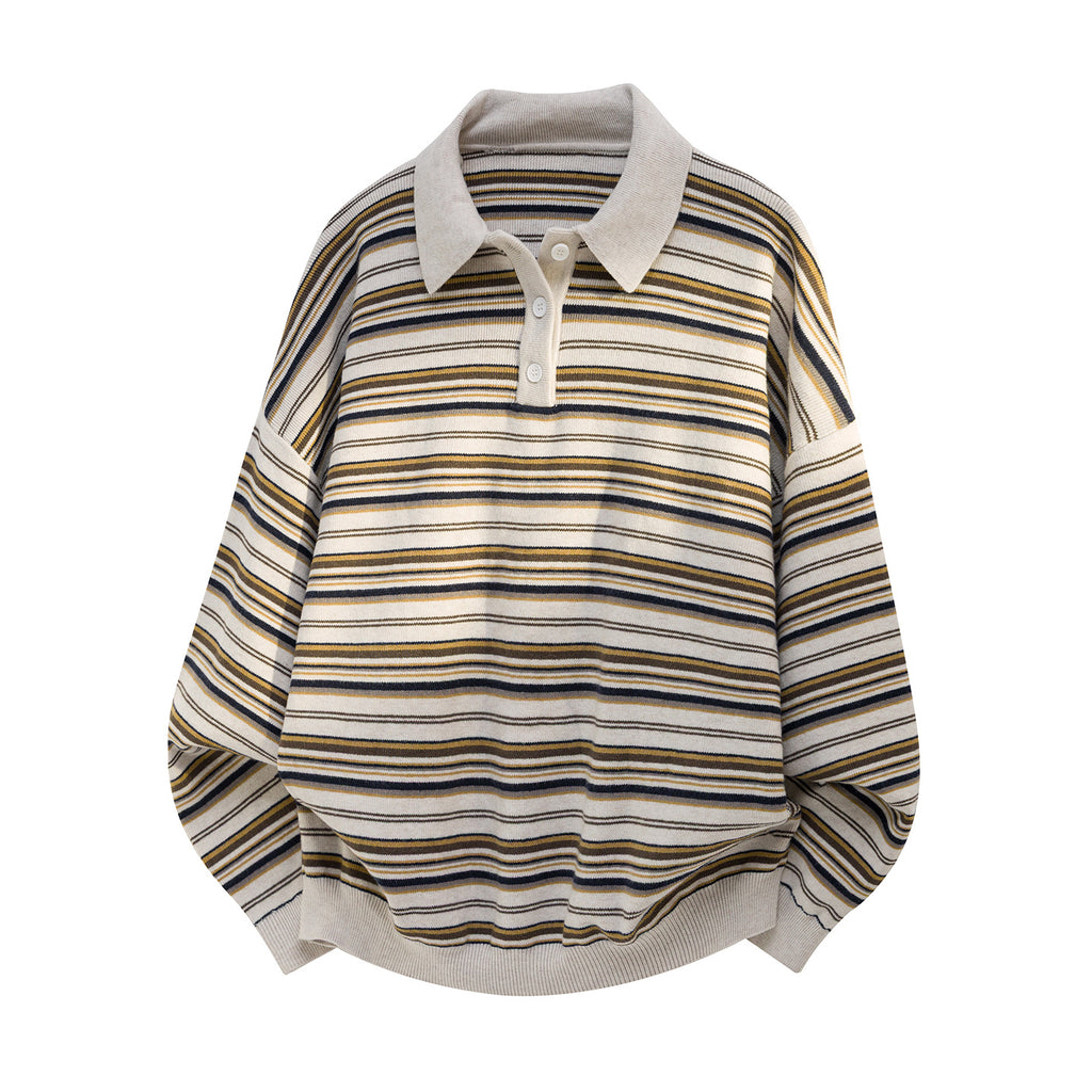 Striped collar sweater for men.