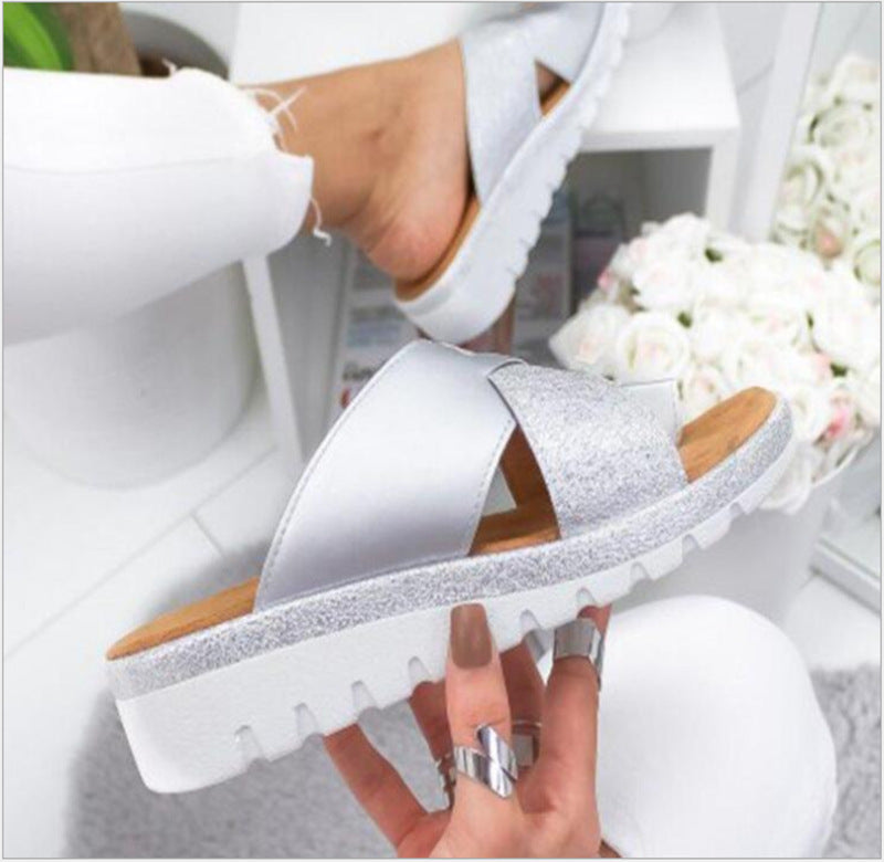Large Size Sandals Women's Spring and Summer New Solid Color