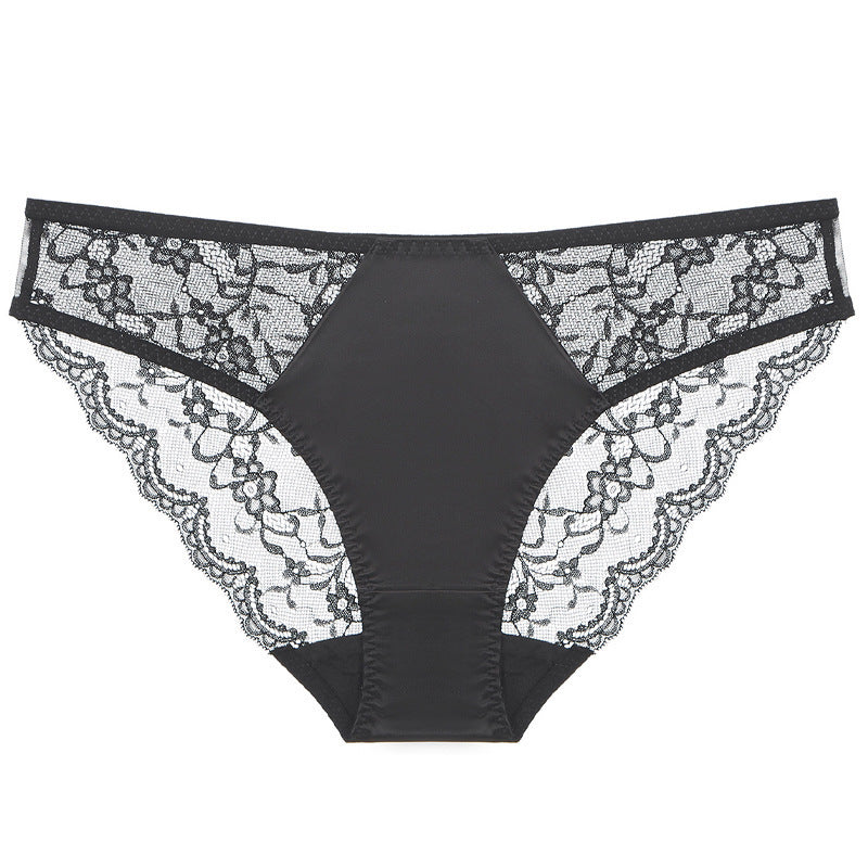 breathable lace mid-waist briefs