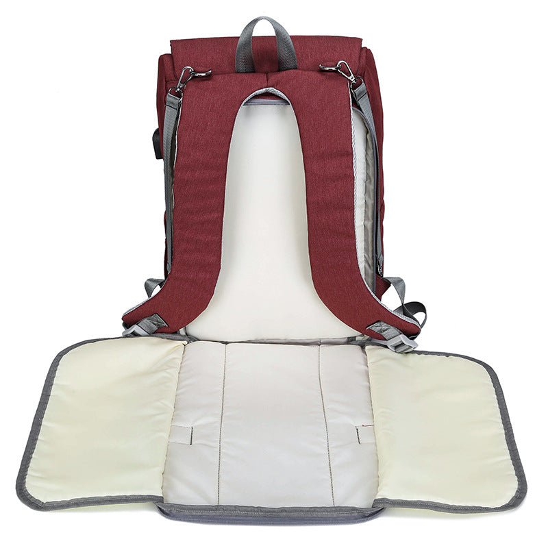 Usb Dry and Wet Separation Waterproof Backpack Multifunctional Large Capacity Crib Folding Anti-Theft Mother and Baby Bag