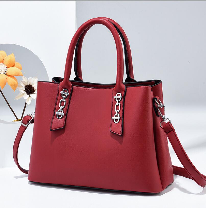 solid color PU crossbody tote bag