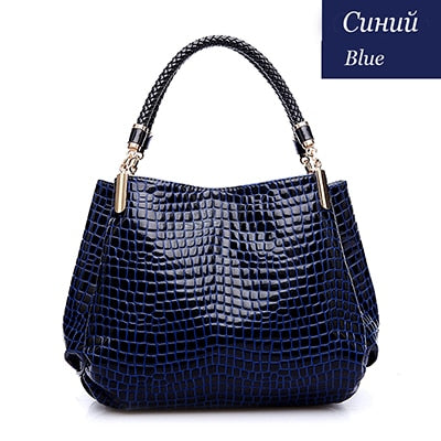 PU crocodile-pattern shoulder tote bag