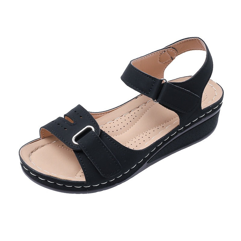 Type Sandals Womens Flat Bottom Velcro Fish Mouth Thick