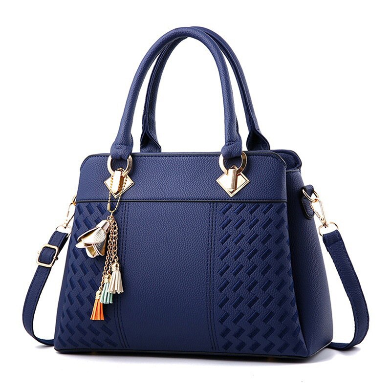 large PU tote with tassel detail