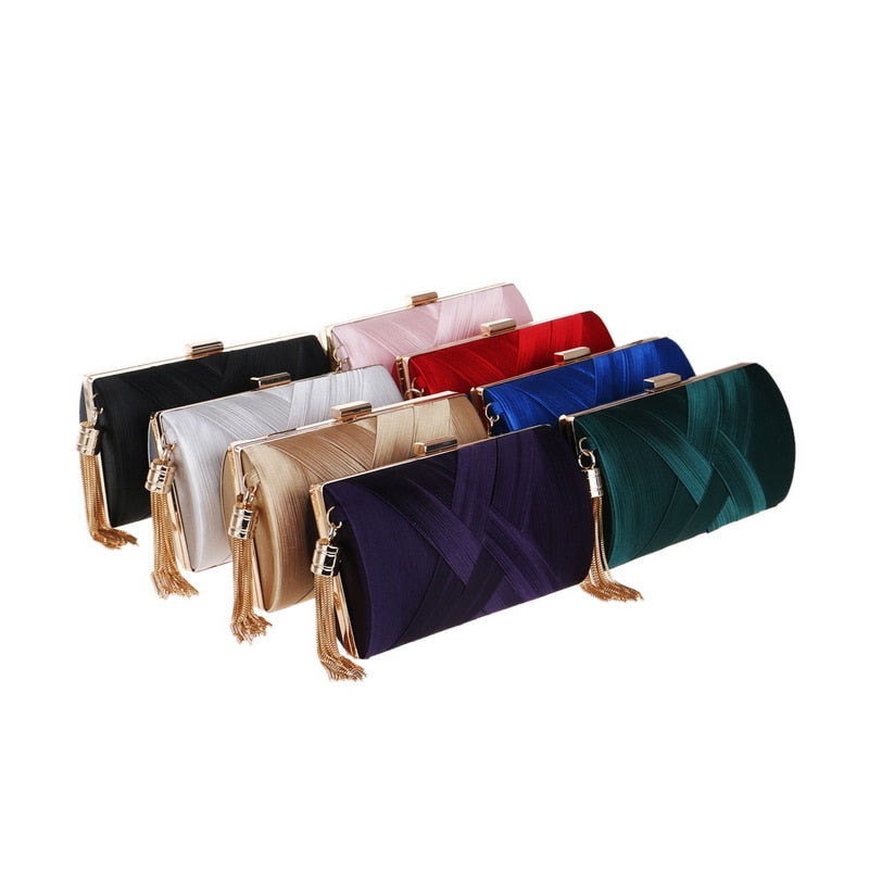 Golden Satin Evening Clutch