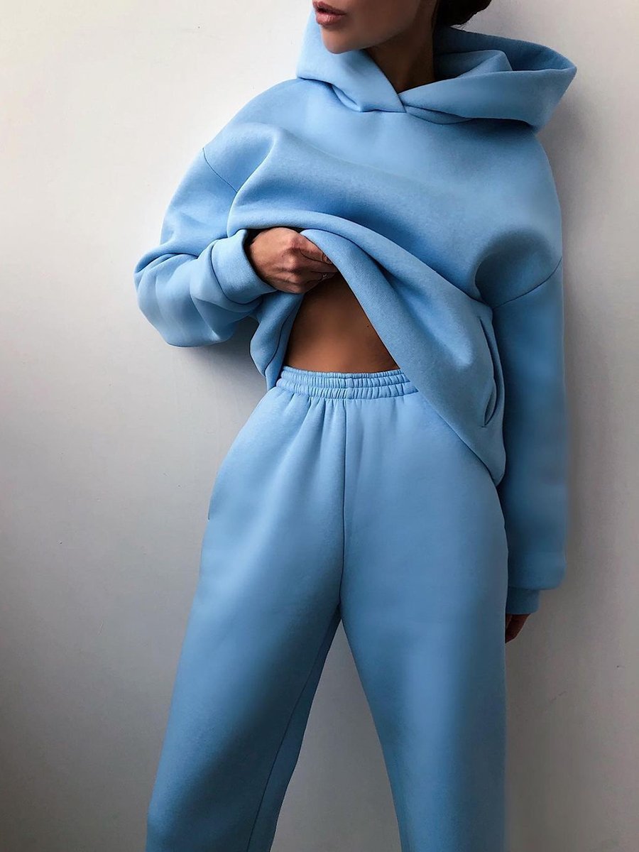 Oversized fleece hoodie and pants set