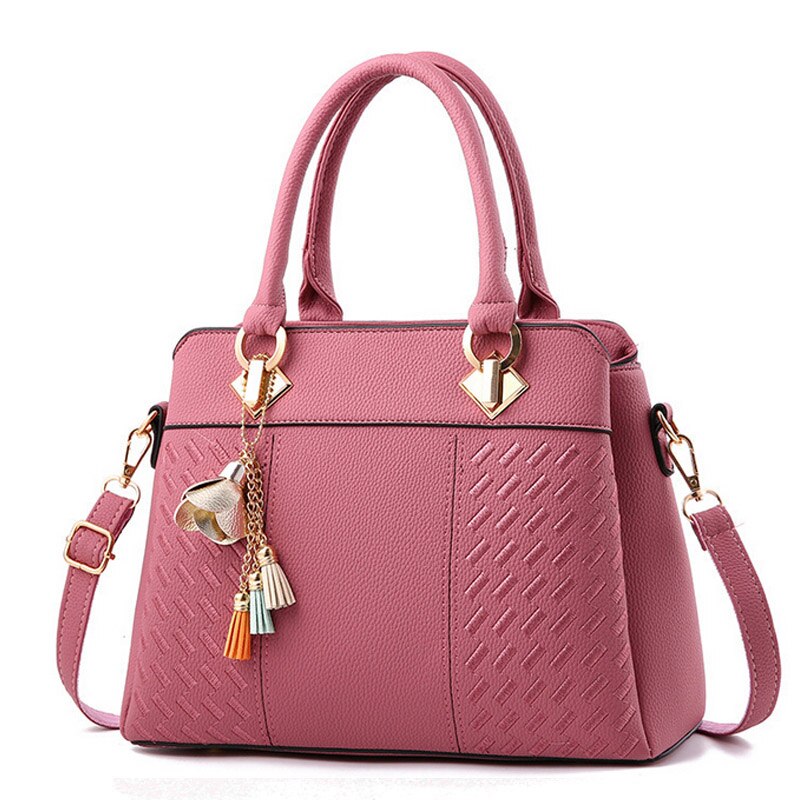 large PU tote with tassel detail