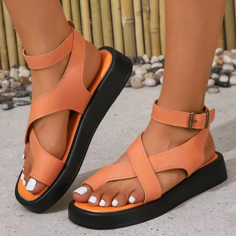 Crisscross open-toe platform sandals