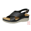 Hollow cross strap thick soled sandals for women, lightweight wedge and beach
