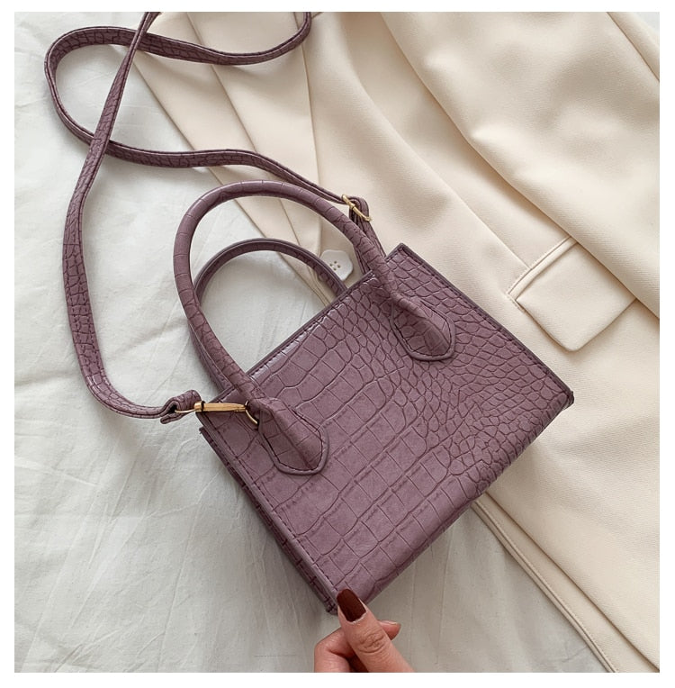 small croc-pattern PU crossbody bag