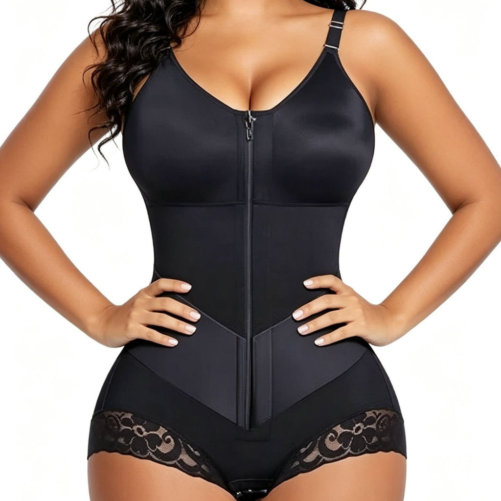 high-waist lace trim shapewear brief
