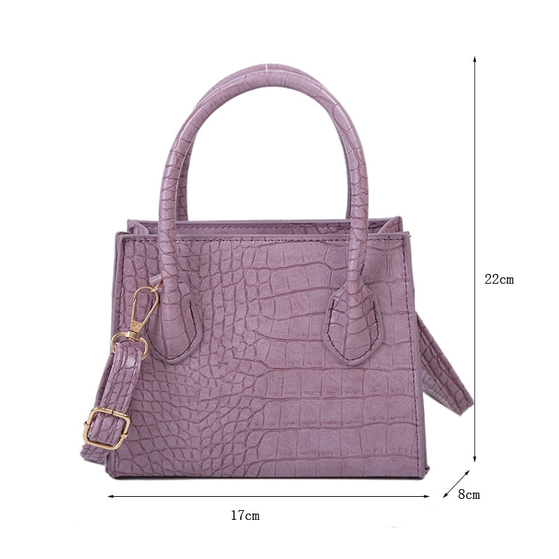small croc-pattern PU crossbody bag
