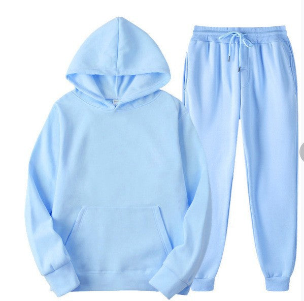 Men's solid-color hoodie and pants tracksuit