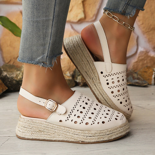 Baotou Sandals Women's Thick Soled Sloping Heel Retro Hemp