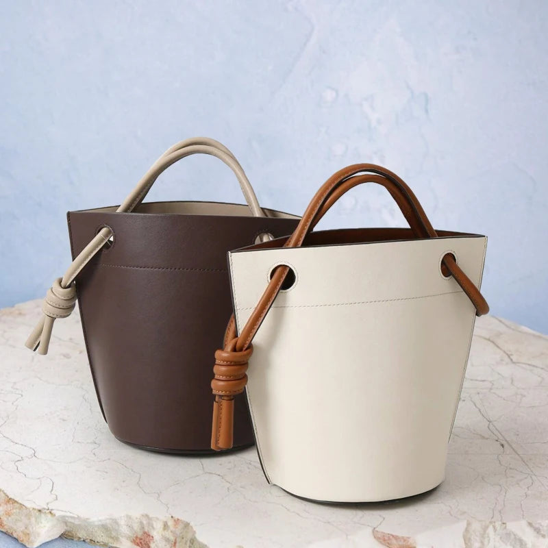 small PU contrast bucket bag
