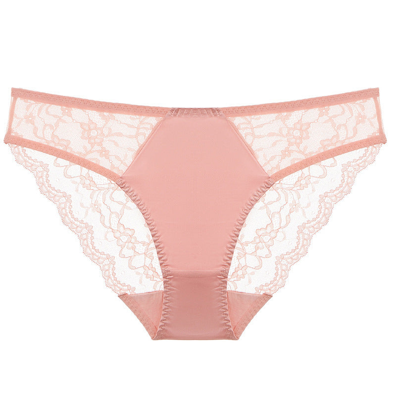 breathable lace mid-waist briefs
