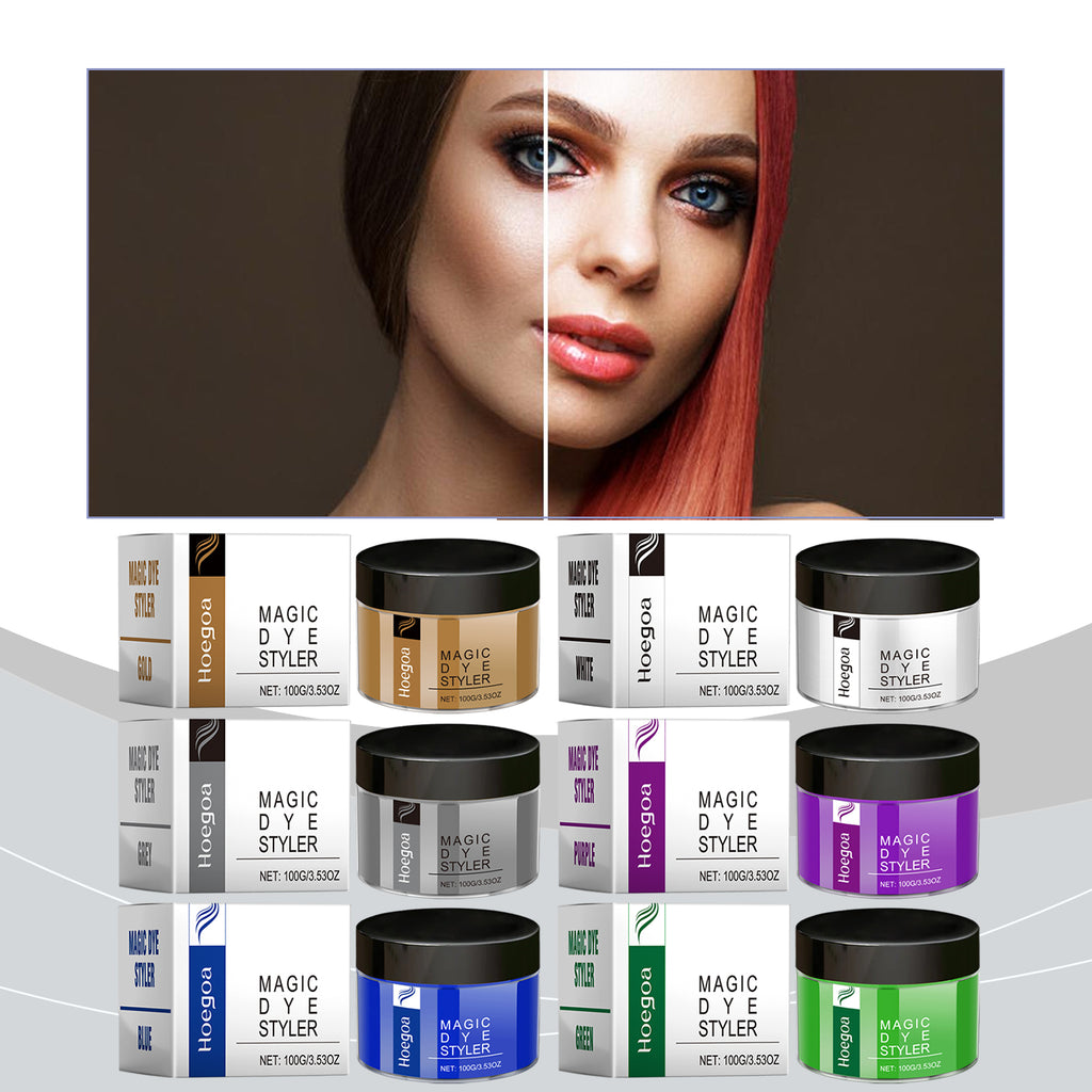 tin of colorful hair wax paste