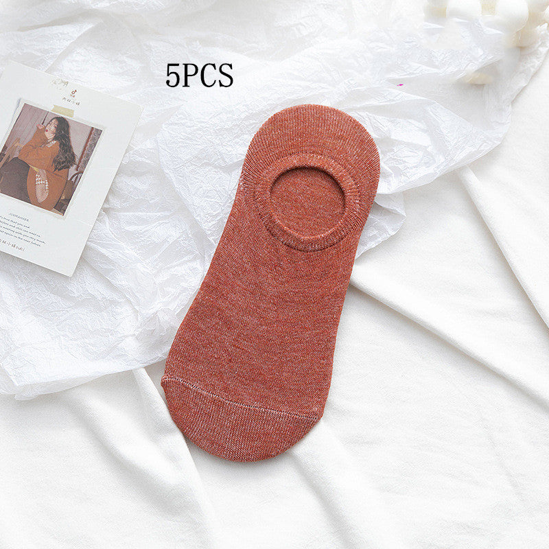 Socks Men And Women Solid Color Boat Socks Spring...