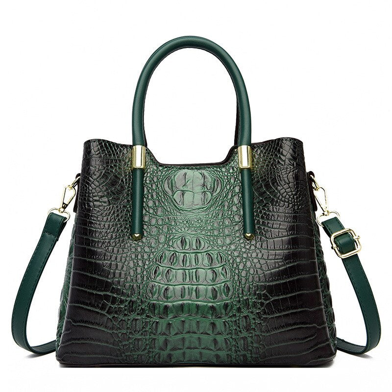 croc-effect PU large tote bag
