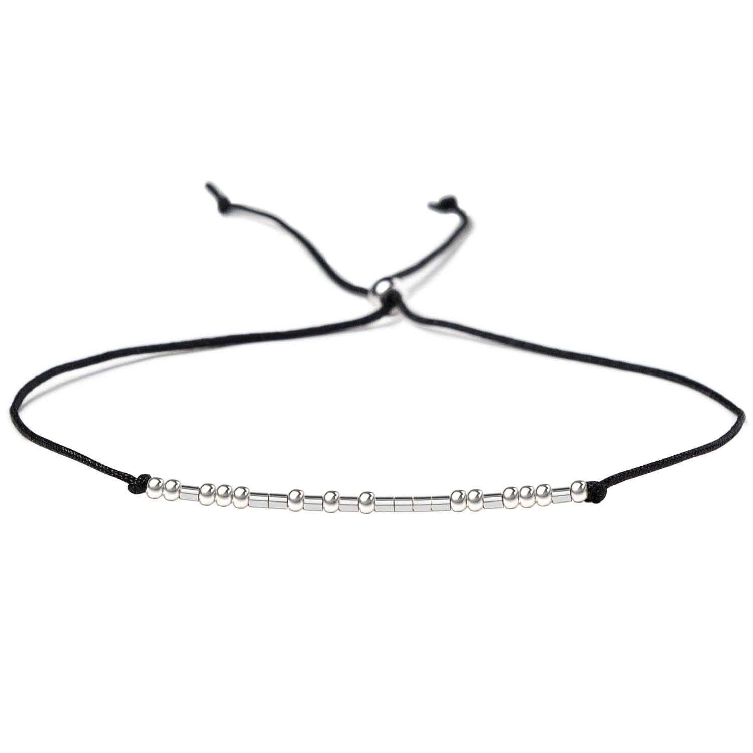 Fuck Off Morse Code Bracelets for Women Men Beads on Silk Cord Friendship Bracelet Gift Jewelry