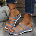 Size women's flying woven sandals with thick soles, low cut sloping heels, exposed toes, vintage