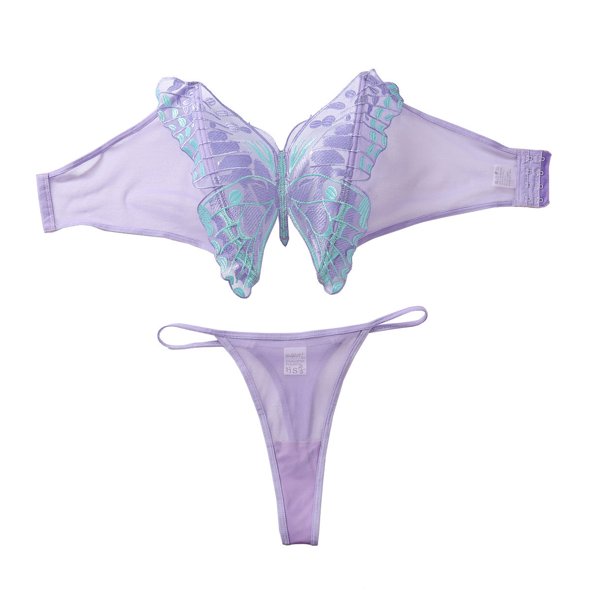 Conjunto Lingerie em Malha Bordada com Laço