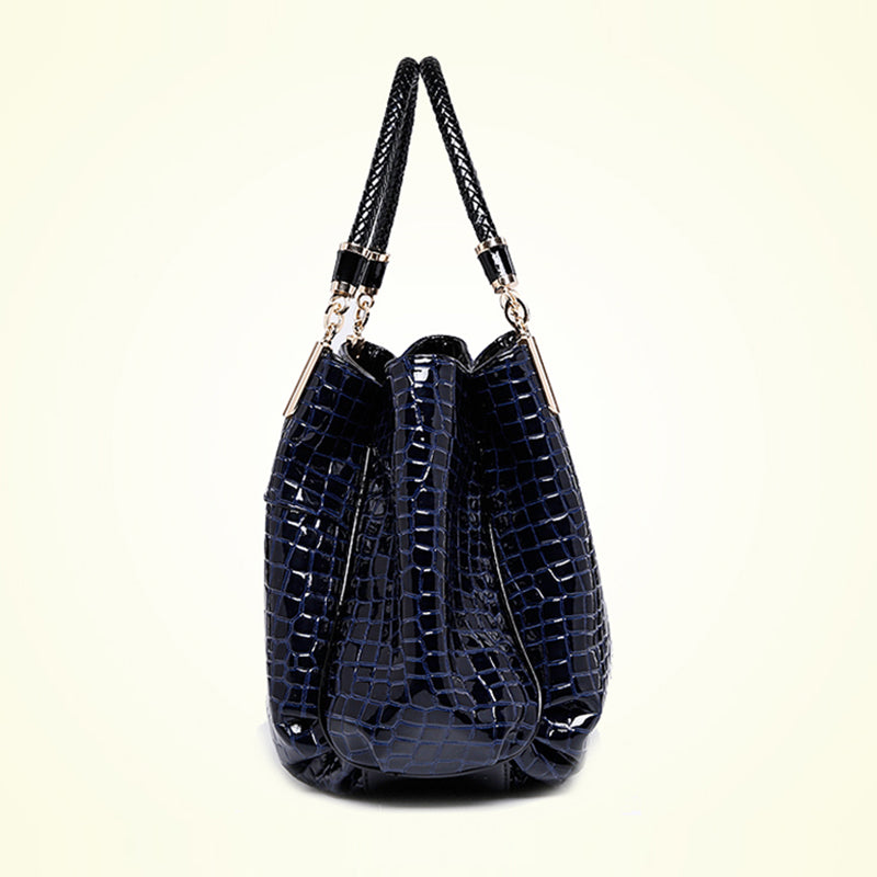 PU crocodile-pattern shoulder tote bag