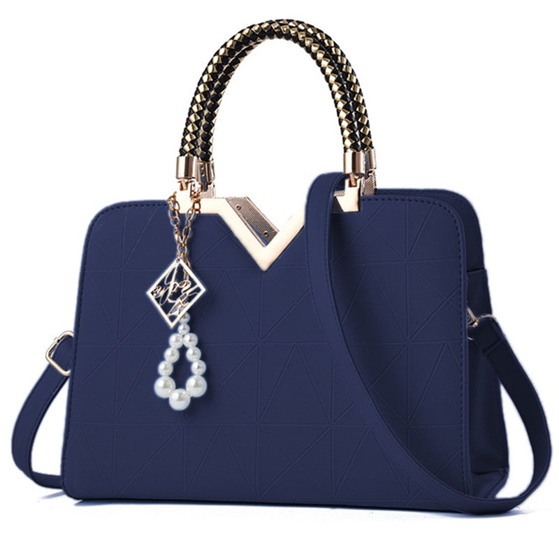 embroidered PU crossbody tote bag