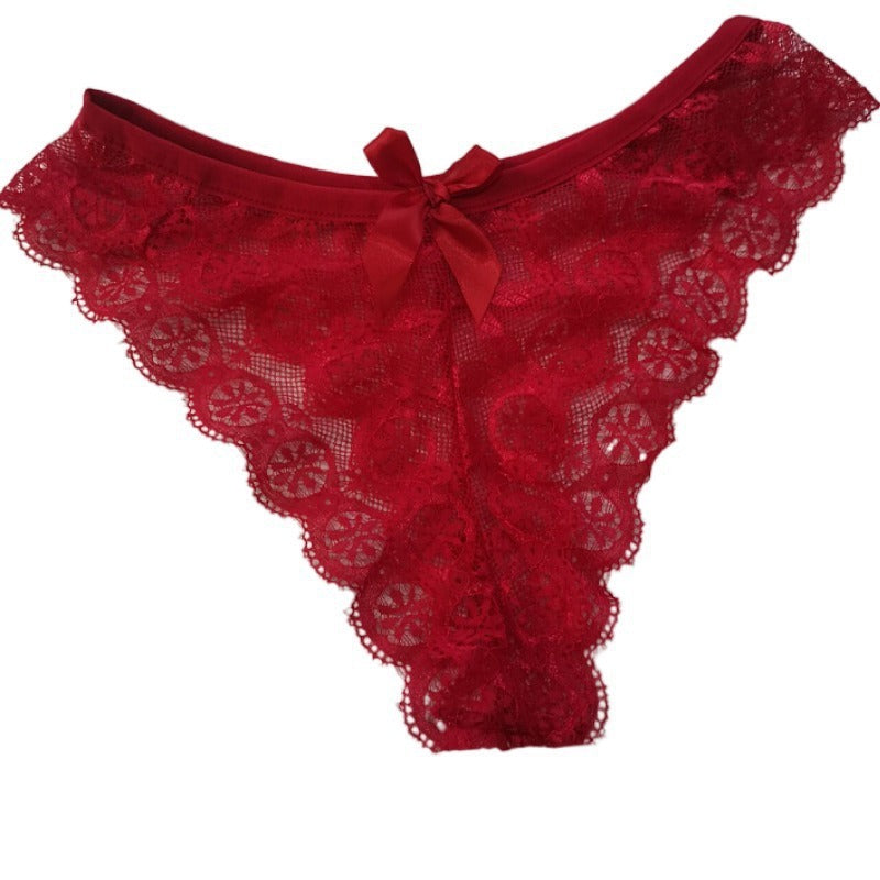 lace low-waist seamless briefs with bow