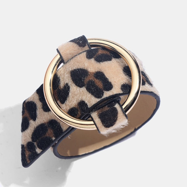 Leopard Bangle Bracelets for Women Boho Gold Color Button