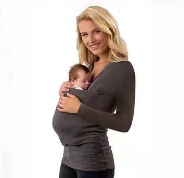Maternity Baby Carrier Tees Kangaroo T-Shirt for Father Mother With Long-sleeve Big Pocket Multifunction Tank Tops Clothes