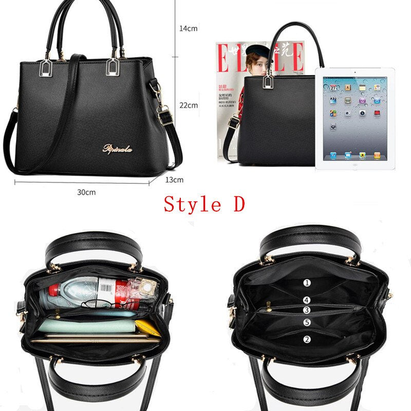 embroidered PU top-handle tote bag