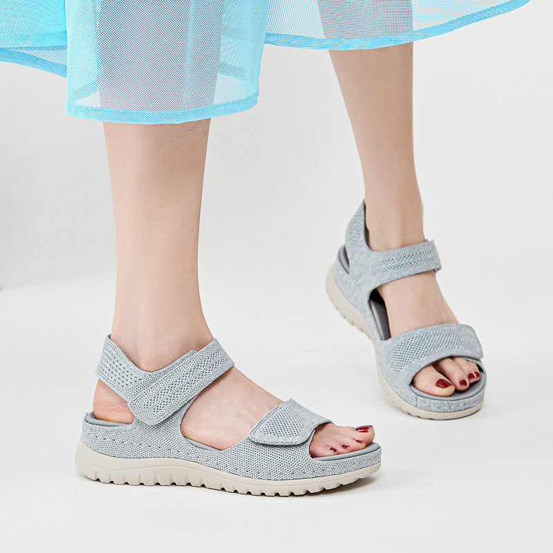 European and American sports and leisure sandals with Velcro hollow out beach thick sole women's