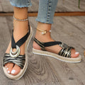 Women's Sandals with Slope Heel and Hemp Bottom Fish Mouth