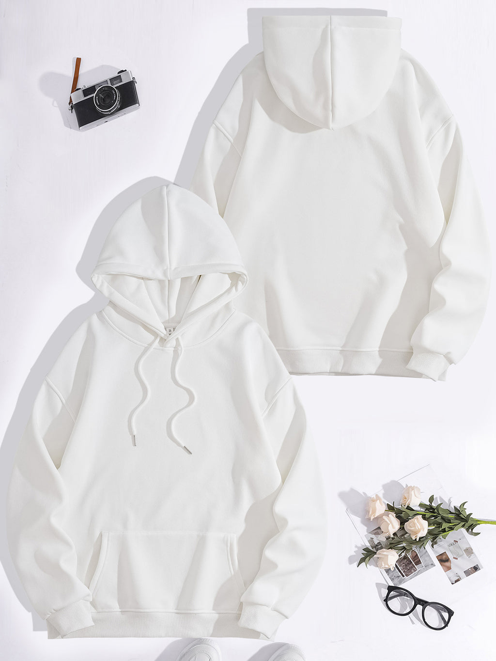 Kangaroo pocket hooded long sleeved fleece hoodie