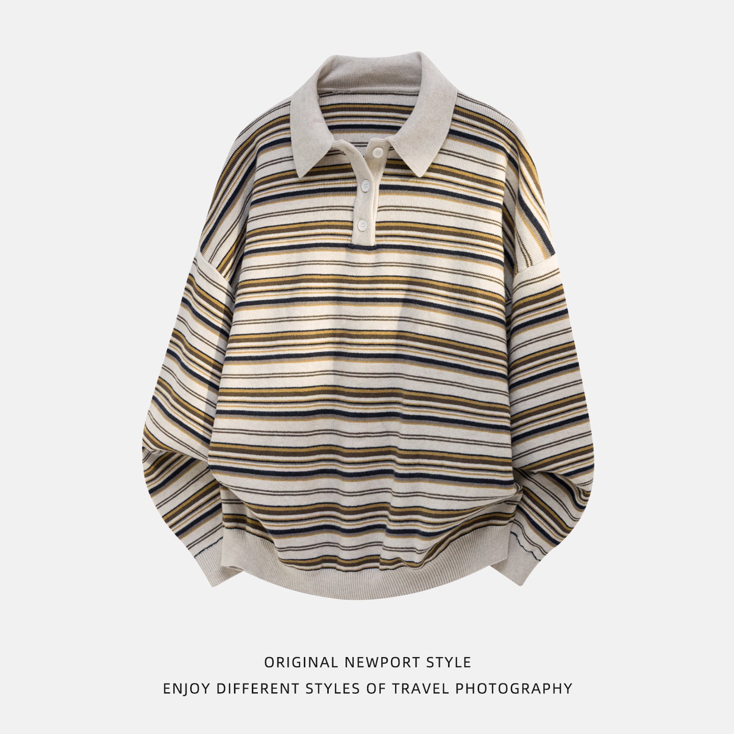 Striped collar sweater for men.