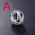 Real 925 Sterling Silver Vintage Clear Letter Bead Charms Fit Pandora Women Charm Bracelets Jewelry