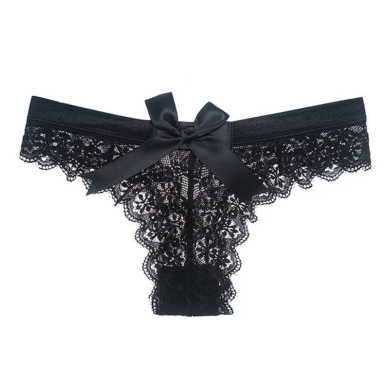 lace briefs with bow black