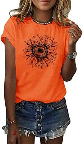 Women's T-Shirt Short Sleeve Sunflower Pattern Loose Summer Top S M L