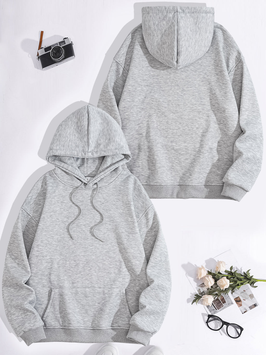 Kangaroo pocket hooded long sleeved fleece hoodie
