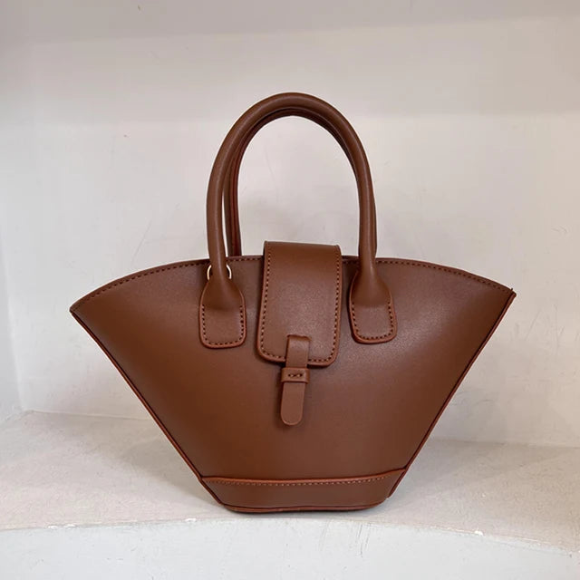 vintage shell top-handle PU bag