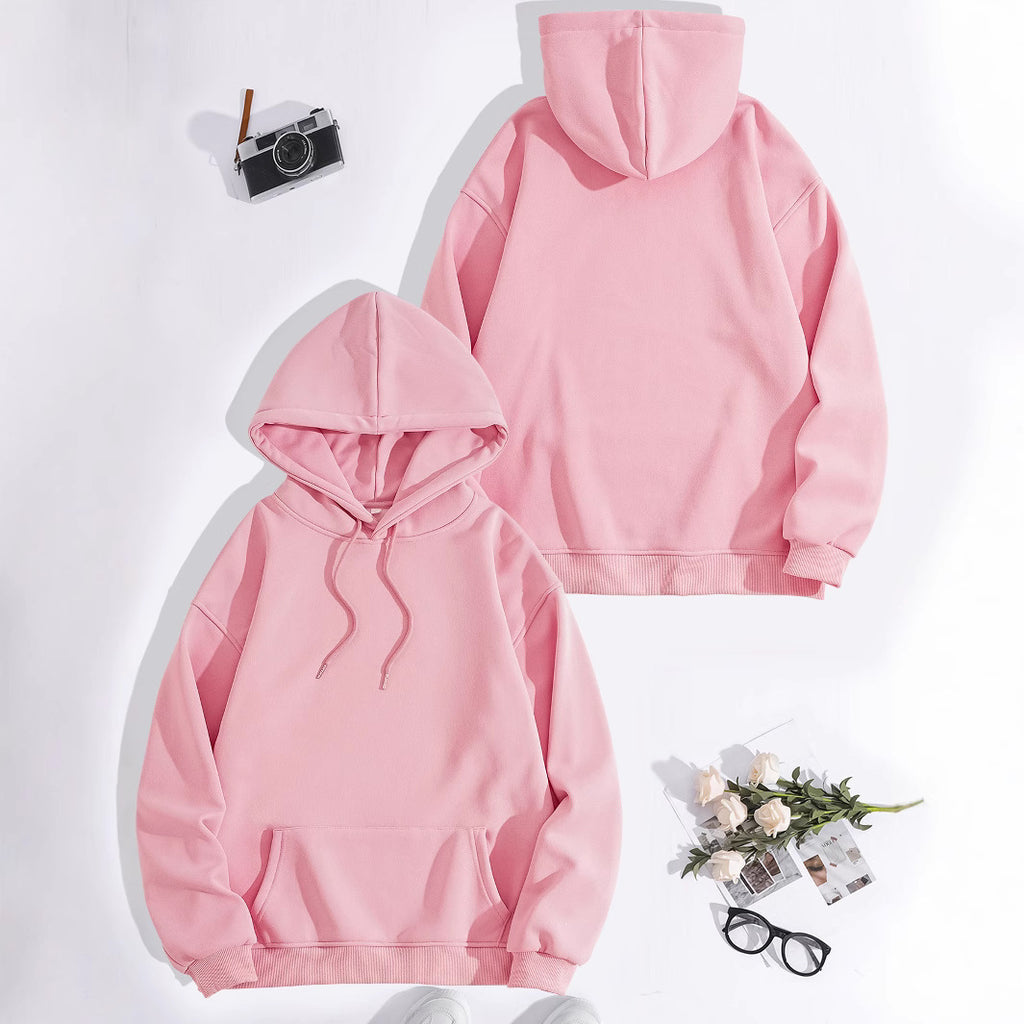 Kangaroo pocket hooded long sleeved fleece hoodie