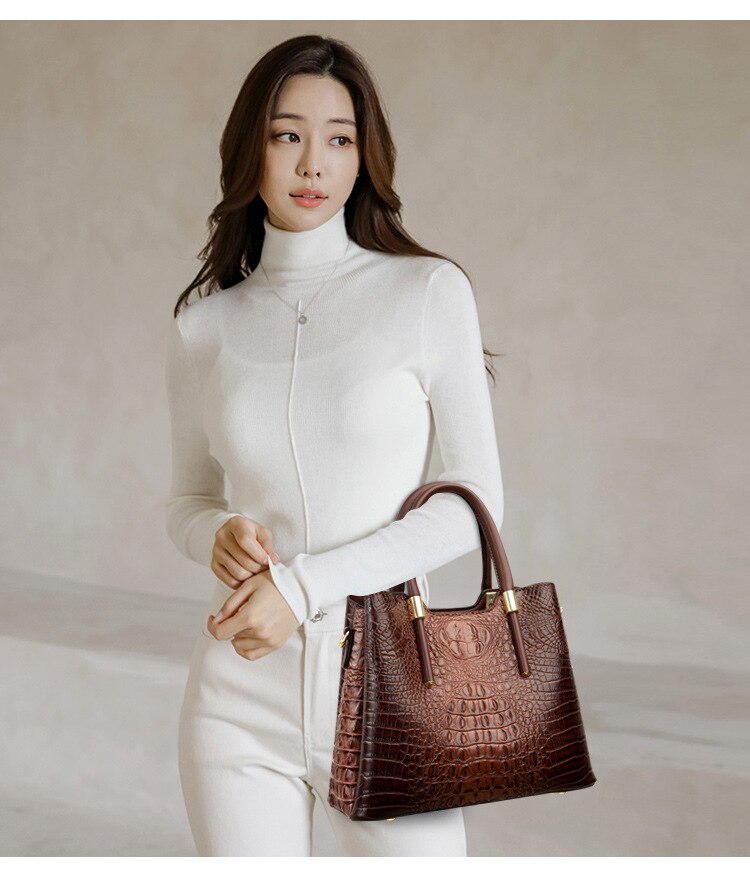 croc-effect PU large tote bag