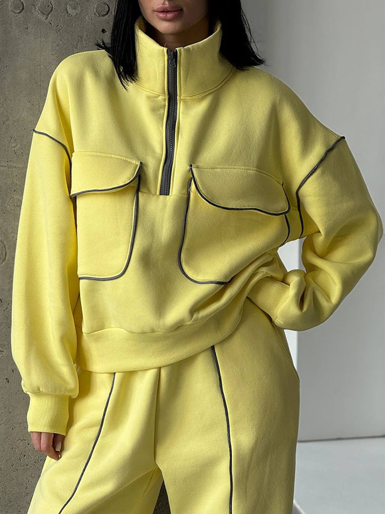 Half-zip hoodie with matching long pants tracksuit