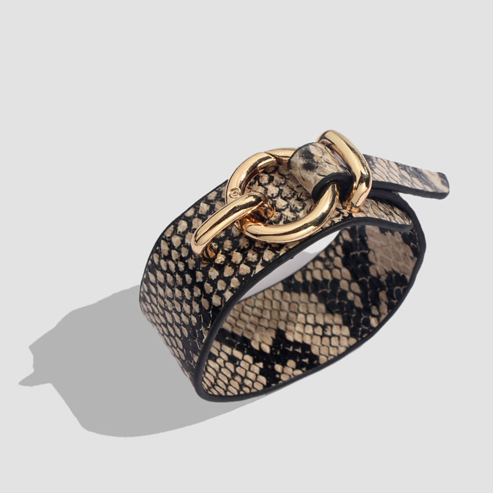 Leopard Bangle Bracelets for Women Boho Gold Color Button
