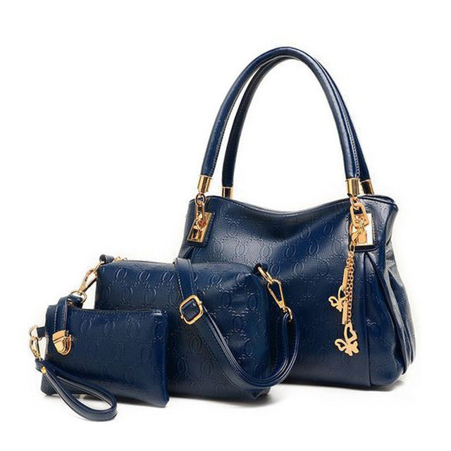 three-piece PU handbag, messenger bag and purse set