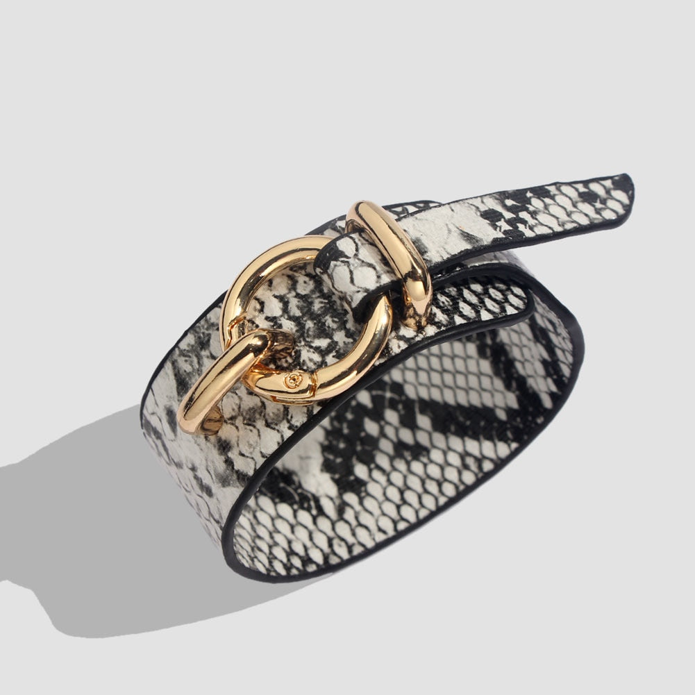 Leopard Bangle Bracelets for Women Boho Gold Color Button