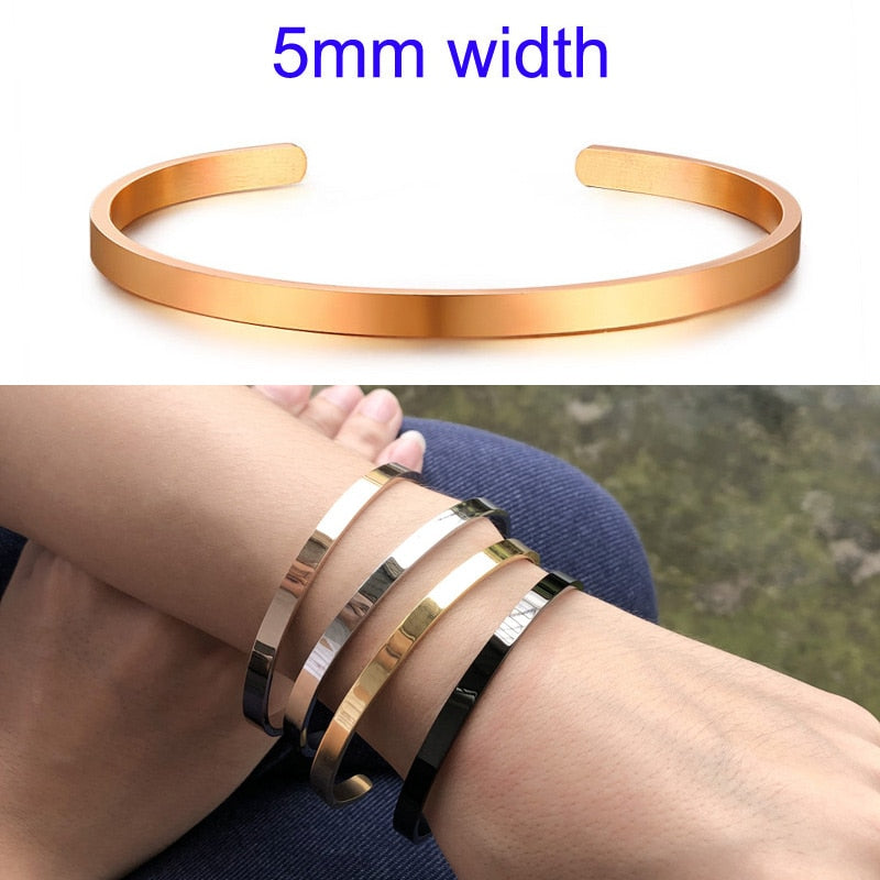 Inspirational Cuff Bracelet Bangle For Women Rose Gold silver color Engraved Mantra Bracelets Wife Fiance Personalized Gifts