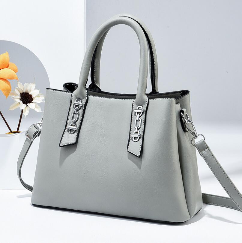 solid color PU crossbody tote bag